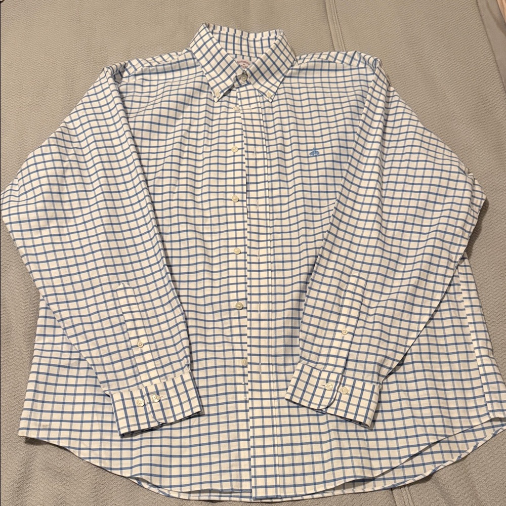 Brooks Brothers White and Blue Plaid Shirt